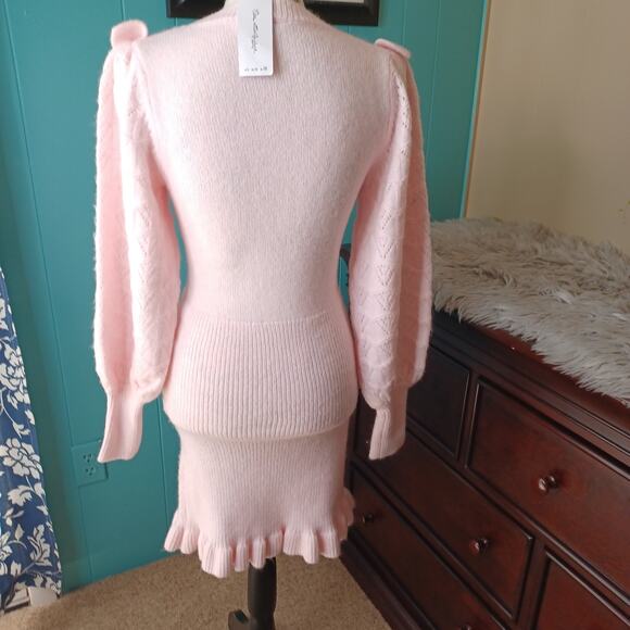 Miss Selfridge Pink Knit Frill Cute Bodycon Dress 6 - Picture 5 of 10